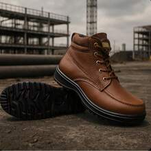 BOTA INDUSTRIAL PARA CABALLERO HECHA 100% DE PIEL, BOTAS DE TABAJO LIGERAS, BOTAS DE TRABAJO CON SUELA ANTIDESLIZANTE, BOTAS DE TRABAJO PARA CONSTRUCCION, BOTAS DE TRABAJO PARA UNA DURA JORNADA DE TRABAJO DISPONIBLES EN CAFE INTEGRAL, MARRON, NEGRO DEL #25MX-28MX - Café - Ver 3