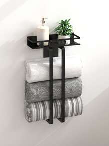 1pc Non Drilling Towel Storage Rack, Wall Mounted Double Pole Towel Rack, Suitable For Storing Rolled Up Towels, Space Saving Bathroom Storage Rack, Towel Rack, Towel Storage Rack, Modern Design