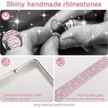 2PCS Stainless Steel License Plate Frame With Glitter Rhinestones, US Standard Size Fits All Cars/Trucks/SUVs, Women's Fashion Car Accessories, Rustproof & Easy Install, Premium Auto Decor, Birthday Gift Idea - Pink 2pcs - View 3
