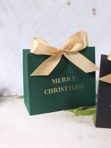 10/20PCS Merry Christmas Gift Box With Satin Ribbon Bow, Luxury Paper Treat Packaging For Holiday Parties, Candy, Cookies, Jewelry, Multi-Color Options Black Pink Kraft, Reusable Christmas Favor Box For Family Friends Celebration - 11.5X4.5X10cm - View 6