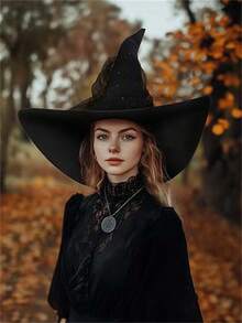 1pc Women's Witch Hat, Wide Brim Costume Accessory For Masquerade Party