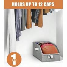 Hat Organizer For Baseball Caps Hat Storage Holder Container For Closet Hold Up To 12 Caps With Clear Window Hat Boxes For Home Storage 1Pcs Grey