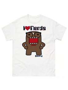 Kawaii Oversized Pattern Y2K Retro Pure Cotton Print Tee Shirt Men Women Round Neck Loose T-Shirt Street Couple Clothing Top - trắng - Xem 1