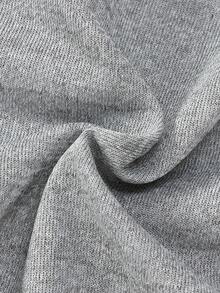 Girls Autumn/Winter Fashion Set, Short Hooded Sweatshirt With Bow Decor & Wide Leg Pants - Grey - View 8