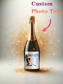 Personalized Photo And Text Wine Bottle Label Stickers, Customizable Wedding Engagement 21st Birthday Decorations, Durable Adhesive Paper Stickers, Bridesmaid Proposal - Multicolor - View 6