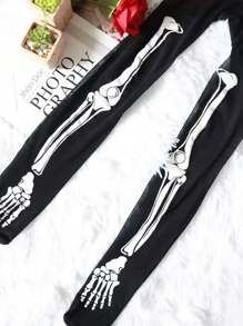 1双朋克哥特摇滚骷髅星星夜店性感字母印花黑色紧身裤 - 彩色 - 查看 7