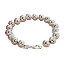 925 Sterling Silver Bracelet, 10mm Beaded Chain Jewelry, High-Quality Women's Party Gift, 20cm