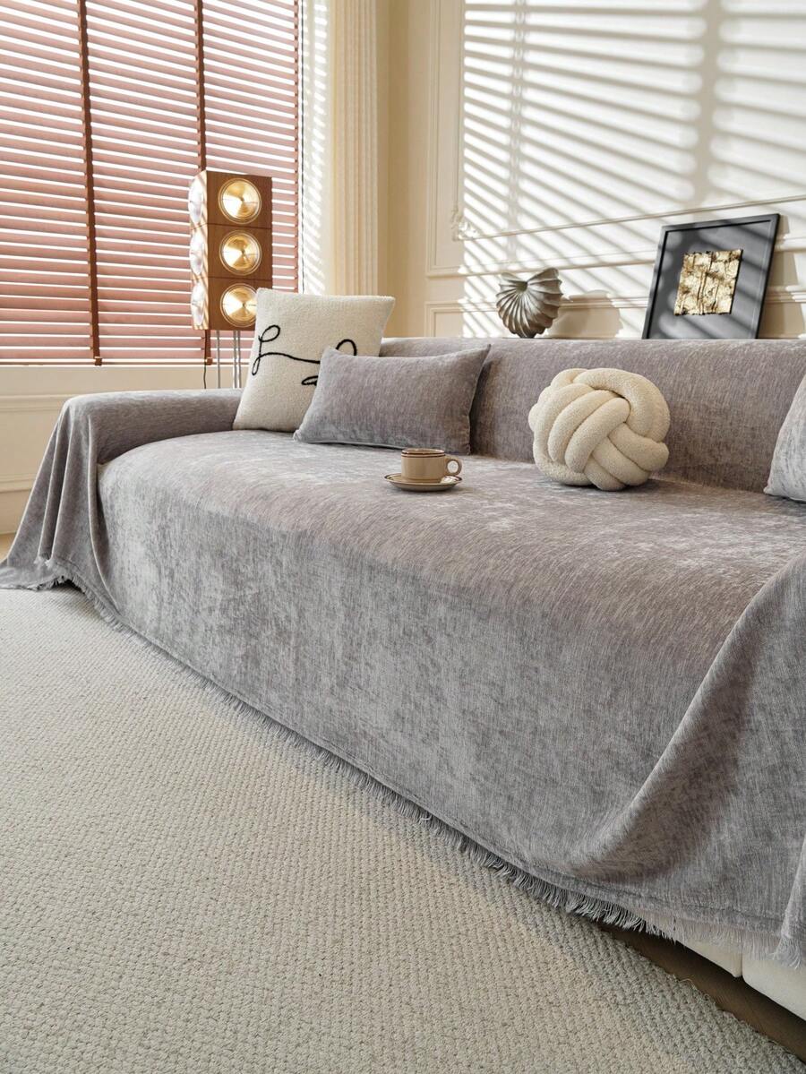 1pc Chenier Sofa Cover, Sofa Blanket, Non-Slip Furniture Protector, Pet Cover, Machine Washable, Excludes Pillows, Sofa Slipcover, Large Sofa, Sofa Bed, Coconut Pattern, Sofa Cover