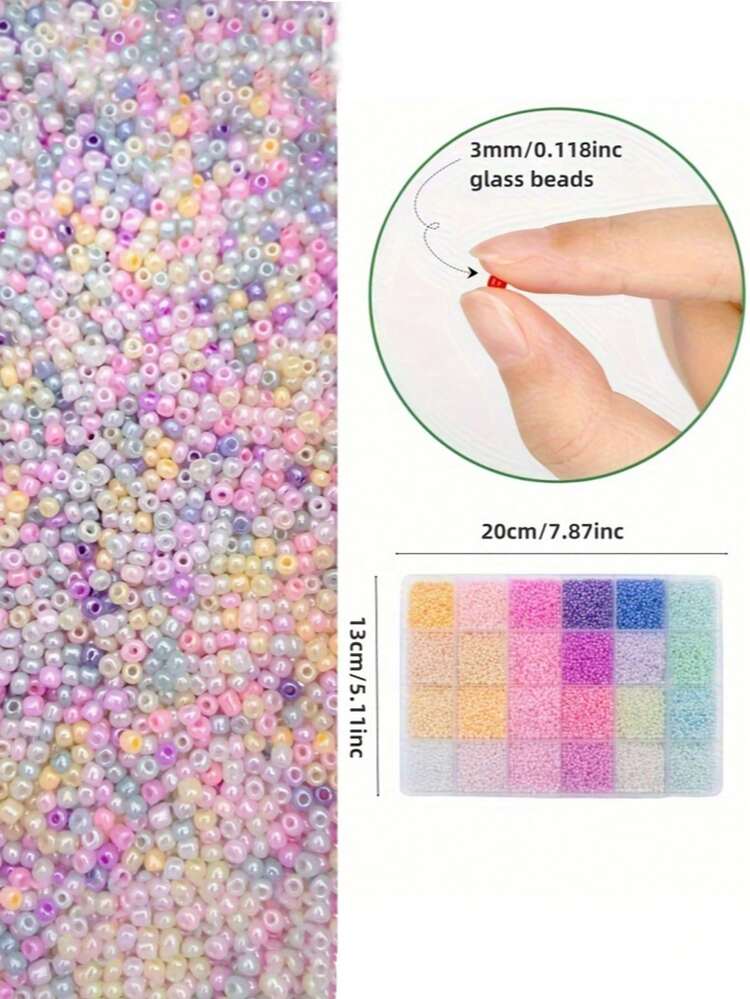 Kit de 24 colores de cuentas de vidrio - 2mm-11520 piezas, 3mm-5760 piezas, 4mm-1920 piezas Surtido multicolor para hacer joyas, manualidades DIY, scrapbooking, pulseras y accesorios hechos a mano - Crema - Añade 5