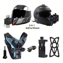 Soporte para barbilla de casco de motocicleta, compatible con teléfonos y cámaras POV como GoPro Hero 9/8/7/6/5/4/3, duradero y diseñado para filmación de aventuras sin manos, accesorio de motocicleta - Multicolor - Ver 10