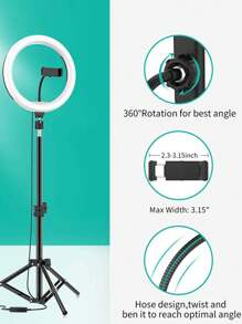 55cm Stand With 10-Inch Ring Light For Beauty Makeup LED Light With Flexible Tripod Stand & Phone Holder, Compatible With IPhone Android Phone Mobile Phone For Photo Selfie Video Recording Zoom Meeting, Interviews, Live Streaming, Vlog, Family Gatherings, Christmas Party Shooting, For Handheld Selfie, Outdoor Activities Suitable For Photography, Video Recording, Live Streaming, Zoom Meeting, With Stand Selfie Light