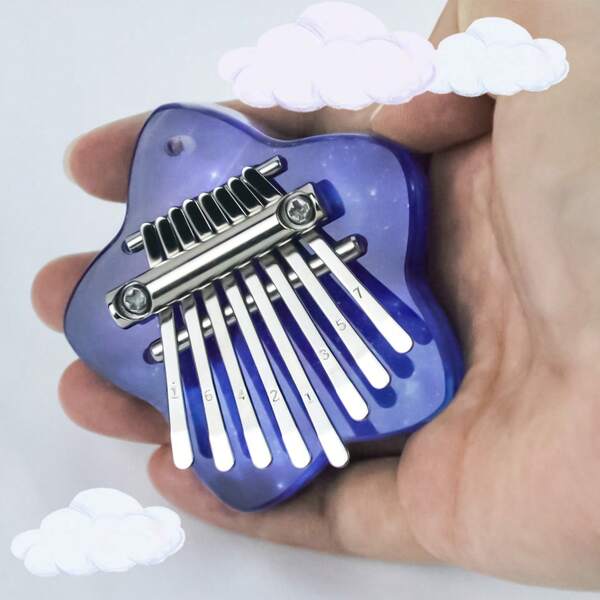 Piano de pulgar Kalimba de acrílico mini de 8 teclas, instrumento de piano de pulgar, colgante delicado, regalo de Navidad y cumpleaños para adultos, en forma de estrella