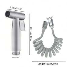 1 套黑色 304 不锈钢手持式坐浴盆喷雾器，带压力可调喷嘴 + 59.06 英寸可伸缩 ABS 软管，现代浴室坐浴盆附件套装 - 銀色 - 查看 5