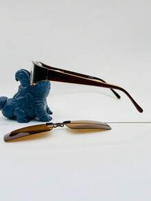 1 Piece Glasses Frame, Small Model, 2 In 1 Clip-On - Nâu nhạt - Xem 5