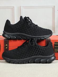 Zapatillas casuales negras básicas, transpirables, suaves, minimalistas y ligeras para hombres, adecuadas para la vida diaria, el transporte y los viajes al aire libre