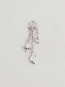 1piece 925 Sterling Silver Stars Moon Tassels Piercings Earrings Chain Charm Flat Back Cartilage Helix Piercing Fine Jewelry For Daily Wear Wedding Party Engagement Anniversary Valentine's Day(Sold As 1 Piece) - Star and Moon Tassel Pendant Accessories - View 13