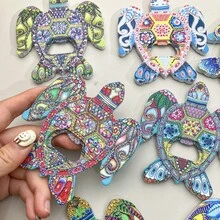 A Turtle-Shaped Vintage Fosseasia Geometrically Symmetrical Pattern Embossed With Gold Foil And Double-Use Refrigerator Magnet. It Can Be Used As A Bottle Opener And Is Suitable For Home Decoration, Daily Use And As A Holiday Gift.