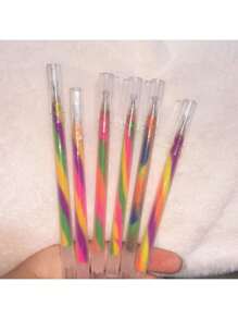 6 PcsSet Highly Attractive Writing Greeting Card Gradient Color Spiral Pen Exquisite And Cute Cartoon , Random Pattern, Office Learning Writing Gift Box Pen, Student Stationery Small Prizes, Suitable For Parent-Child Education, S