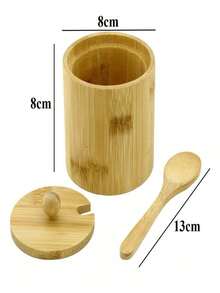 Bamboo Sugar Bowl, Salt Shaker With Spoon And Lid - Màu nâu  Mocha - Xem 2