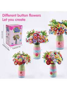 1pc DIY Button Bouquet Craft Kit – Handmade Flower Vase Arrangement Set,Mixed Color Fashion-Themed Plastic Button & Felt Petals, Creative Art And Crafts Project