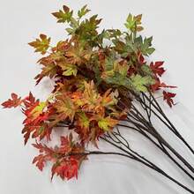 1pc 42.52 Inch Artificial Silk Maple Leaf Branch Set, Autumn Decorative Stems, Artificial Maple Leaves, Wedding Bouquet, Thanksgiving Decor