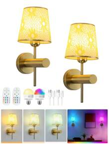 Lampe murale à piles, lampe murale sans fil avec luminosité réglable, ampoule détachable et rechargeable avec télécommande, lampe murale 15 couleurs pour chambre à coucher, salon, couloir