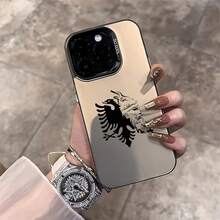 Kreative Albanien Muster Handyhülle geeignet für iPhone 16, 15, 14, 13, 12, 11 Pro Max, X, XR, XS Max, 8, 7 Plus Stoßfeste Matte Rückseite Abdeckung - Transparent Schwarz - Übersicht 4