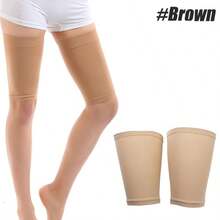 1 Pair Ultra-Thin Elastic Breathable Thigh Compression Sleeves, Unisex, Slim Fit Muscle Support - Multicolor - View 10