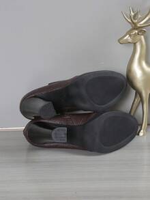 Fashionable High-End Elegant Vintage Minimalist Sophisticated Black Lace-Up Chunky Heel Women's High Heels, Western Style PU Leather Lace-Up Party Shoes