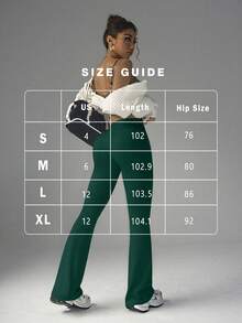 FWH 高腰提臀塑形设计，喇叭裤腿，休闲时尚复古喇叭裤，适合工作和休闲场合，高腰喇叭瑜伽裤，收腹运动紧身裤，户外提臀裤，办公室/徒步两用喇叭裤，户外运动服饰，女士高腰收腹喇叭瑜伽裤 - 墨綠色 - 查看 2