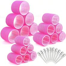 28pcs No-Heat Self-Grip Curling Rollers, 18 Roller Accessories + 10 Hair Clips; 24pcs No-Heat Self-Grip Curling Rollers, Suitable For Long And Short Hair, No Heat Curling Roller Accessories, No-Heat Curling Rollers, Hair Styling Tools And Accessories; Curling Wand, Suitable For Short, Medium And Long Hair, Different Hair Volumes And Textures, Suitable For Salons, Beauty Travel Essentials, Back To School, Travel Vacation Essentials, Women Hair Accessories.