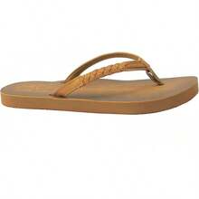 Women's Braided Beach Sandals |   Classic Synthetic Leather Flip Flop Casual PU Shoe - 衝浪女孩駱駝 - 查看 1