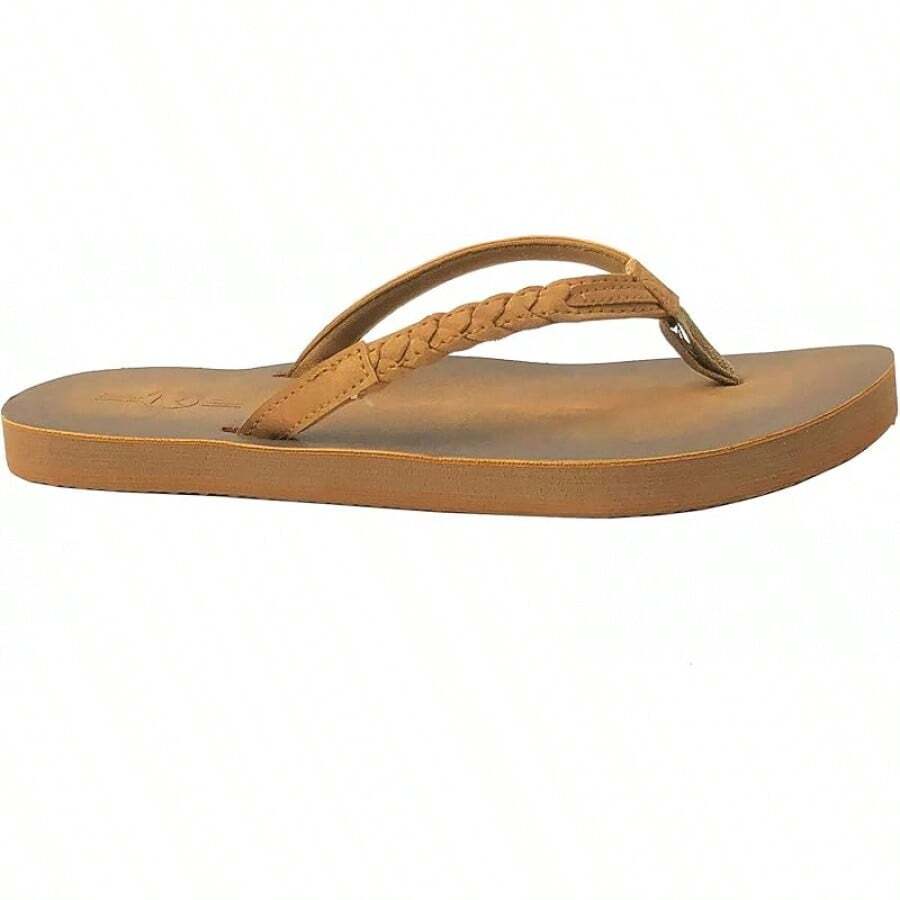 Women's Braided Beach Sandals |   Classic Synthetic Leather Flip Flop Casual PU Shoe - 衝浪女孩駱駝 - 查看 1