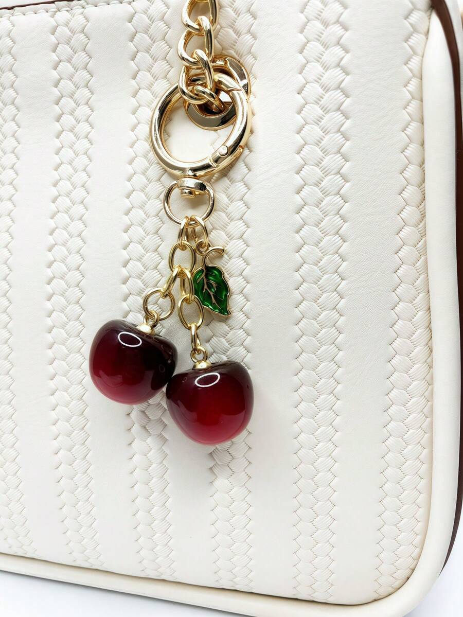 1 件时尚优雅樱桃吊坠，女士手提包装饰，单肩包配件，手提包吊饰，钥匙扣，学校背包装饰，汽车钥匙圈，旅行配件，节日礼物，圣诞礼物，适合搭配各种包包