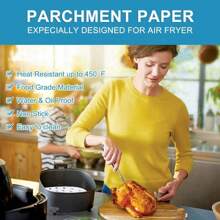 FL Air Fryer Liners 8.5 Inches 100pcs Premium Perforated Parchment Paper Compatible With Philips Cozyna Secura NuWave Brio Chefman GoWISE USA BLACK+DECKER COSORI And More Air Fryers FL