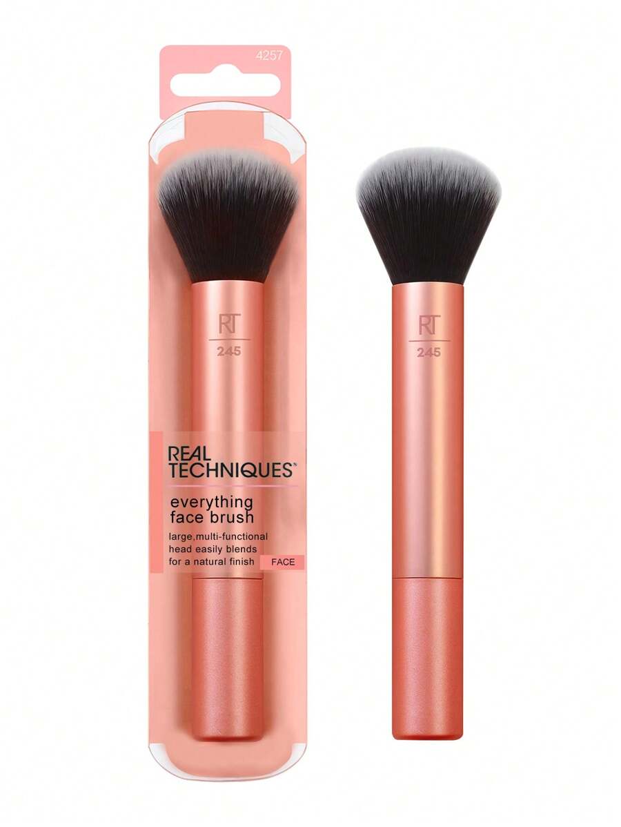 Real Techniques Everything Face Makeup Brush, Flawless Finish, Streak Free Makeup Application, For Foundation, & Powder Makeup Application, Fluffy Face Brush, Cruelty Free, 1 Count Orange,Foundation Brush,Concealer Brush,Blush Brush,Contour Brush,Blush Brush,Bronzer Brush,Powder Brush,Foundation Brush,Blush Brush - Rose Red - View 1