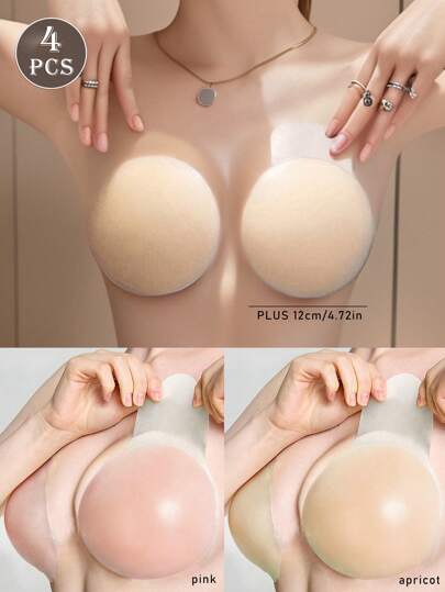 1/2 Paia di toppe per capezzoli in silicone riutilizzabili e autoadesive, adatte per donne con seno grande, canotte, abiti senza spalline, nastro per sollevamento e sostegno del seno anti-cedimento, adesivi per seno invisibili e rotondi, coperture per capezzoli in silicone riutilizzabili e senza cuciture, nastro per sollevamento del seno invisibile, accessori per reggiseno di colore solido, 100% silicone, lavabili a mano, facili da pulire