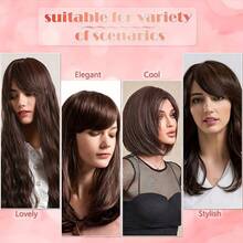 Extensions per capelli con frangia laterale per donne, molletta doppia per capelli lisci spessi, frangia sintetica finta, adatta per coprire la fronte e per acconciature quotidiane e da festa