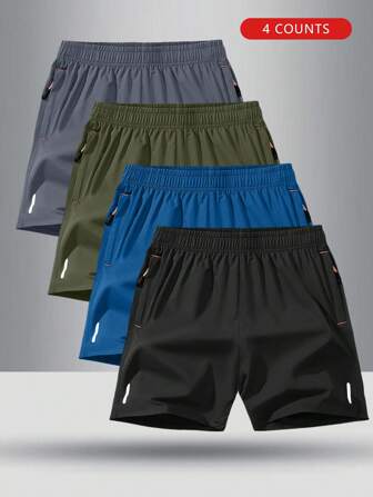 4st/set Pojkar elastisk midja Enfärgad sport Casual shorts, för sommaren