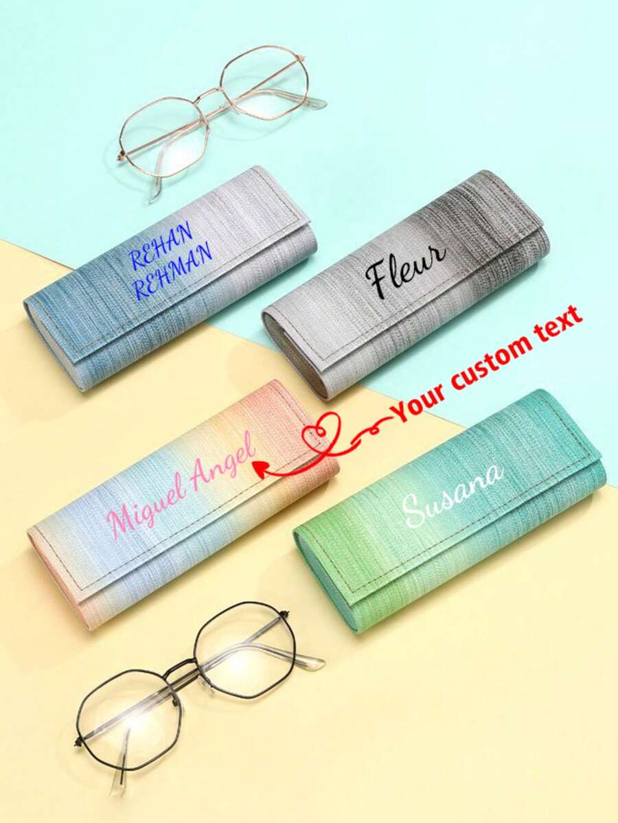 Customized Text LOGO Rainbow Gradient High-End Minimalist Portable Shockproof Myopia Glasses Storage Box - Multicolor - View 1