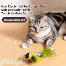 Interactive Cat Toy - Realistic Chirping Sound, Artificial Feathers, Soft Feather Wand, Handmade Design, Solo Play & Hunting Fun, Suitable For All Cats, Physically Activated, No Battery Required