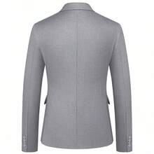 Men Slim Business Casual Suits Dress Three Pieces Set Jacket Pants Vest Male Wedding Groom Wedding Blazer Coat Trousers Waistcoat High-Quality Professional Commuting Suit Sets - Grey - View 5