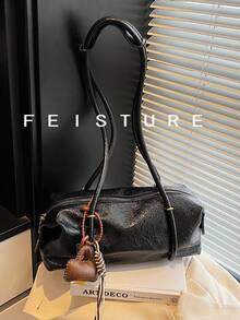 1pc Fashion Women's Underarm Shoulder Bag With Pendant, Suitable For Daily Outing, Dating, Commuting - Black - View 4