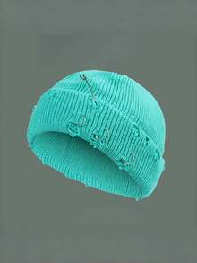 1 件男士街头风格亚克力保暖纯色铁环做旧便帽，百搭户外嘻哈帽，秋冬秋季服装 - 彩色 - 查看 24