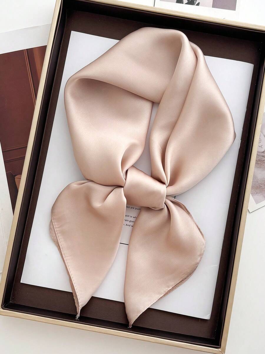 1pc Solid Color Neckerchief, Women's Small Shawl Scarf Headband, 70x70cm Square Headscarf, Suitable For Dress Matching - Dark Khaki - View 1