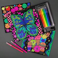 Color Pop Set, Includes 18 Posters 8 Brush Tip Markers For Kids, Tweens Teens, Perfect For Arts Crafts, Coloring DIY Room Decor - Đa - Xem 4