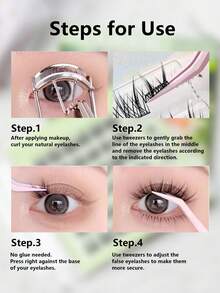 36 Stück individuelle Wimpernbüschel, tragen ohne Klebstoff nötig, C/D 0,07 mm 7-12 mm gemischte Länge, natürliches Aussehen, Wimpernbüschel mit Fllanganhaltendebige Wimpernverlängerungen, geeignet für Partys, Manga-Wimpern