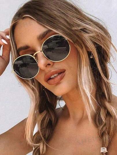 1副金属圆形全框复古女式街头风太阳镜，基础款休闲时尚眼镜，适合商务休闲、户外休闲活动、驾驶、高尔夫等场合，是驾驶时尚配饰的理想之选。