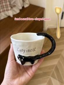 1 件复古手工釉面可爱 3D 猫陶瓷杯、咖啡杯、家用水杯、拿铁艺术杯、情侣礼物 - 彩色 - 查看 14