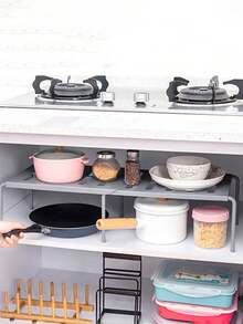 多功能鞋架，可调节和可扩展的储物架，节省空间的鞋柜，厨房橱柜多层整理架 - 灰色 - 查看 6